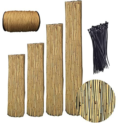 Schilfrohr-Zaun für Balkon, Privatsphäre, Garten, Dekoration und Schatten, ideal für Galerie, Restaurant, Hotel und Terrasse, 110 x 400 cm