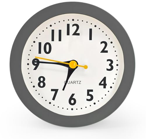 Chedin Mit Nachtlicht, Rund Wecker, Kinder Wecker, ohne Ticken Kinderwecker, Lernwecker Kinderwecker Digital für Schlafzimmer (Dunkelgrau)