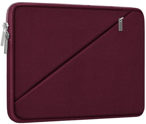 Laptop Sleeve 15.6 inch, Traveling Carrying Computer Bag with Zippered Pocket, Shockproof Protective Laptop Case Compatible for Apple Notebook, HP, Dell, Acer, Asus, Lenovo, Wine Red