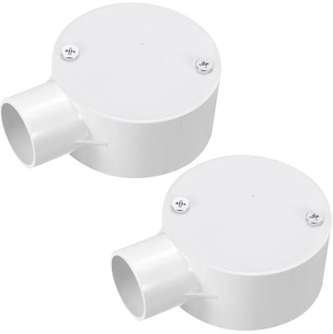 sourcing map 2Pcs PVC Conduit Box Junction Box 1 Way 25mm with Cover, M4 Screws for Home Hose Electrical Conduit Electronic Projects