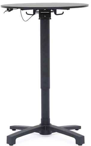 METRO Professional Gastro Klapptisch höhenverstellbar Massini, Alu, Ø 70 x 74 cm, HPL Tischplatte, schwarz