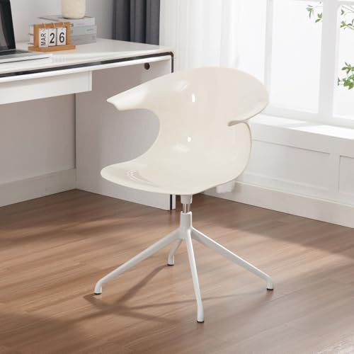 Ya-Home Moderner Drehstuhl Bürostuhl mit Metallbeinen, transparenter Schminkstuhl für Arbeitszimmer/Schlafzimmer, Kunststoff, Weiß