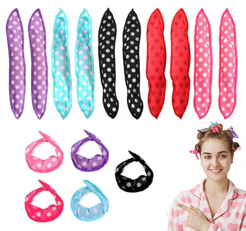 RT 10 pièces bigoudis en mousse éponge flexible, bigoudis sans chaleur,pas de bigoudis pour cheveux chaud, Magic Coussin doux, cheveux bouclés accessoires, bigoudis cheveux court, confortable pour