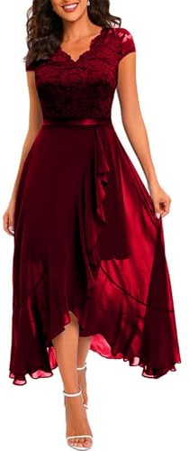 Abendkleider Elegant Für Hochzeit Kleider Festliches Partykleid Abendkleid Damen Lang Lochstickerei Kleid A-Linien Plissee Maxi Cocktailkleid Damen Hohe Taille Ballkleid Frauen Lange Luftig
