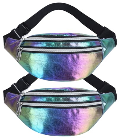 FUIPVGI 2 Stück Bauchtasche Damen,Bauchtasche Mode Wasserdicht Gürteltasche Fächer mädchen,80er,90er Jahre Outfit für Damen und Herren Party Festival Sport Outdoor Travel