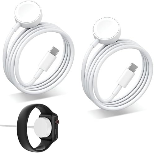 2 Stück Apple Watch Ladekabel 1.5M,Apple Watch Ladegerät Kompatibel mit Watch Ladekabel Typ C Fast Charging für Watch Series 9/8/7/6/SE/5/4/3/2/1/Ultra/SE.