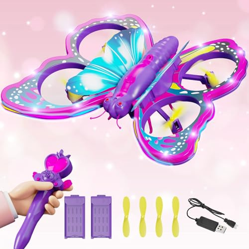 4DRC V40 Flying Remote Control butterfly Drone for Kids, RC Quadcopter with Lights, 2 Batteries, Altitude Hold, Headless Mode, and Stunt Roll, RC Aeroplane Airplanes Toy Gift for Beginners Boys Girls