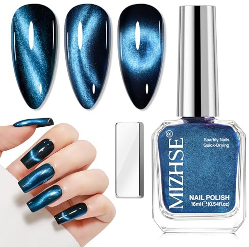 MIZHSE Cat Eye Nail Polish Magnetic Quick Dry Giltter Catseye Nail Varnish