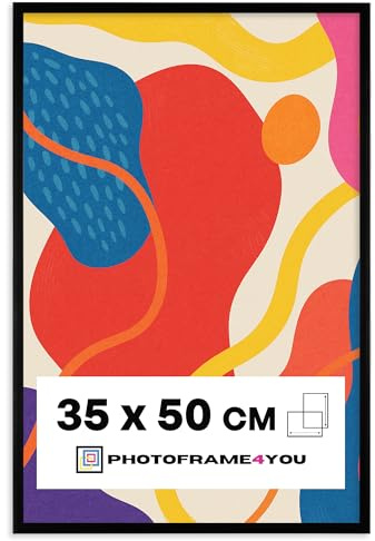 Photoframe4you - 35x50 cm plastram med akrylglas - svart | För affischer, foton, pussel och certifikat, lätt plastprofil för vertikal eller horisontell dekoration, modell Nancy
