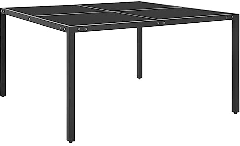 ChicAbode Gartentisch Anthrazit 130x130x72 cm Stahl und Glas