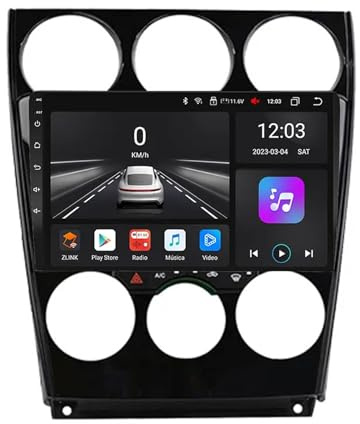 Estéreo de Automóvil para Mazda 6 2002-2007 HD Pantalla Táctil+Llamadas Manos Libres Bluetooth+WiFi, Mandos Volantes, 8 Nuclear 6G+128G