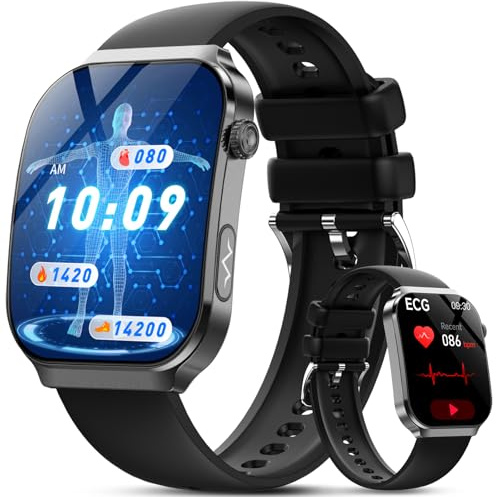 Lgnitek 2026 Nuovo Smartwatch con ECG, 2.2” Curvo Orologio Con Pressione Sanguigna/HRV/ SpO2/Acido Urico/Emozioni/Fatica/Sonno/Cardiofrequenzimetro Per Uomo Fitness Tracker,IP68 iOS Android