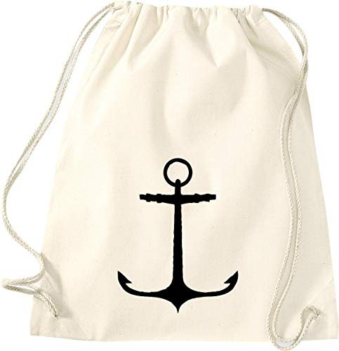 ShirtInStyle Gym Sack Turnbeutel Sailing Motive Anker, Heimat, Urlaub, Segeln, Wassersport, Farbe Natur