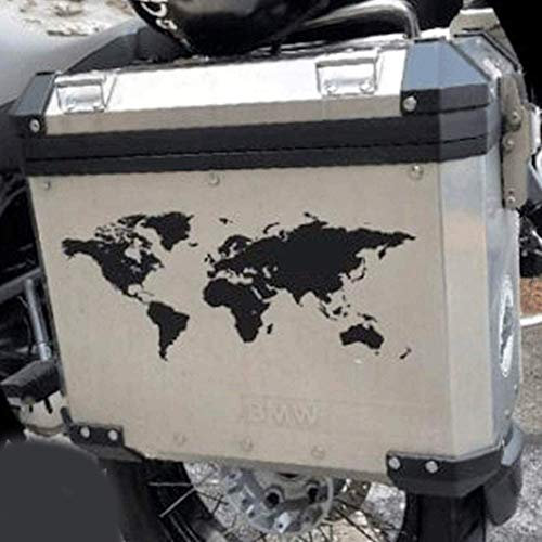 2X Adesivi Mondo per BMW GS Valigie Borse Moto Decal Intagliati - Nero Opaco