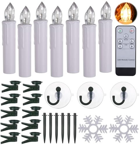 BOWKA 40er LED Kerzen Halter Fernbedienung Timer Dimmbar warmweiß IP64 Weihnachtskerzen Lichterkette Fenster Beleuchtung für Weihnachtsbaum Geburtstags Kirche Deko (40X Weiß)