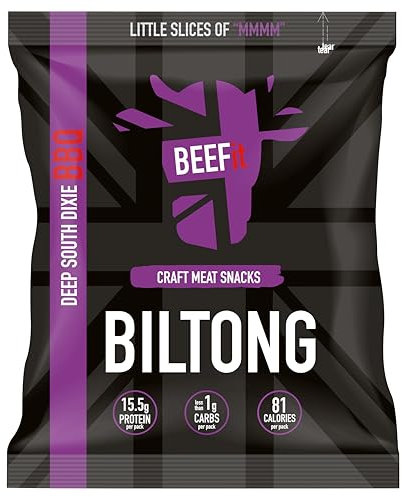 BEEFit Biltong Beef Jerky Taster Pack - Healthy High Protein Snacks, Gluten Free and Keto Friendly Snack - Perfect for On-the-Go or Fitness Enthusiasts (BBQ, 10x30g)