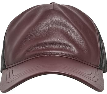 Flexfit Leather Trucker Kappe, Maroon/Blk, One Size