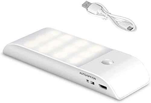 WedDecor USB Rechargeable Light Motion Sensor Lights with 3 Modes (On/Off/Auto), Light Battery Powered Portable Adhesive Under Cabinet Lighting for Wardrobe, Stairs, Bedroom, White, 1Pc | USB Rechargeable Light, Battery Powered Portable Adhesive Under Cabinet Lighting for Wardrobe, Stairs, Bedroom