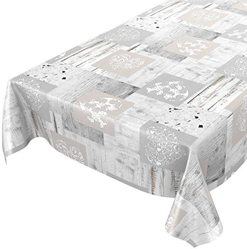 ANRO Wachstuch Tischdecke abwaschbar Wachstuchtischdecke Wachstischdecke Holz Granit Herz Patchwork 100x140cm