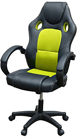 Gaming Chair, Racing Style Office High Back Ergonomic Conference Work Chair Reclining Computer PC Swivel Desk Chair with Lumbar Support&Adjustable Task Gas lift PU Leather (Green)