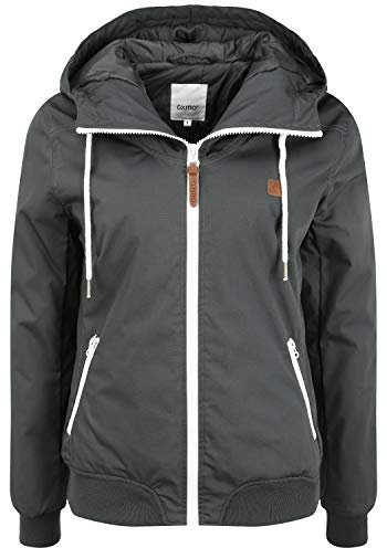 OXMO OXTila Damen Übergangsjacke Jacke mit Kapuze Reißverschlusstaschen Regular fit, Größe:M, Farbe:DARK GREY (792890)