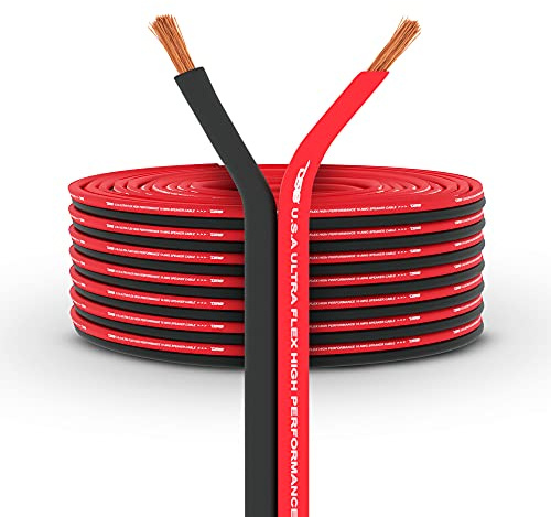 DS18 SW-16GA-100RB 16-GA Ultra Flex Speaker Wire Red and Black 100 Ft - Speaker Cable for Audio Applications