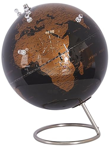 Globus in Schwarz/Kupfer mit Edelstahl-Standfuß und Magnet-Pins Modern