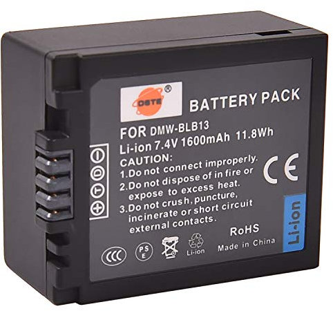DMW-BLB13 DSTE Ersatz Batterie Akku Kompatibel für Panasonic Lumix DMC-G1 DMC-G2 DMC-G10 DMC-GF1 DMC-GH1 Kamera als Panasonic DMW-BLB13E DMW-BLB13GK