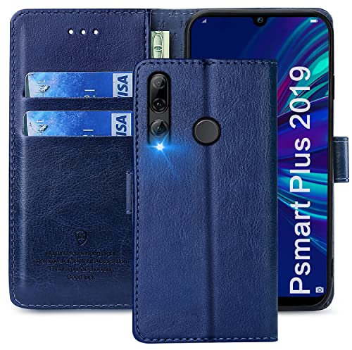 FMPCUON Cover per Huawei P Smart Plus 2019,Cover in Pelle Huawei Honor 20 Lite,Flip Wallet Case Custodia in Pelle PU,con Magnetica a Scatto per Huawei P Smart Plus 2019,Blu