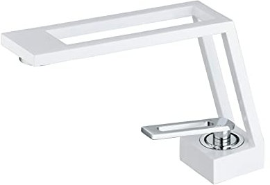 SHUNLI Robinet Salle de Bain Mitigeur Lavabo,Moderne Robinet Lavabo en Laiton,Design Créatif Robinets de Lavabo,Blanc et Chrome