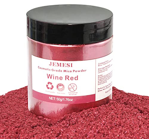 JEMESI Epoxidharz Farbe metallic, Seifenfarbe - Mica Powder, Epoxy Resin Farbe Farbpigmente Pigmentpulver Farben Pigment (Weinrot)