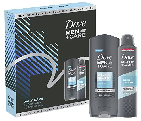 Dove Men+Care XL Daily Care Duo body wash and anti-perspirant Gift Set perfect gifts for him 2 pieces, White