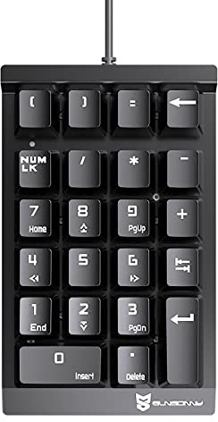 Qisan Mechanischer Numerische Tastatur Mini-Zifferntastatur 22 Tasten Blau Schalter für PC, Laptop - Schwarz
