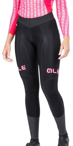 Alé Cycling Damen R-ev1 Future Warm Winter Radhose, Schwarz/Fluo Pink, S