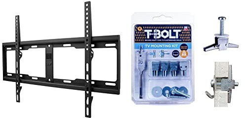 One For All TV Bracket – Fixed Wall Mount – Screen size 32-84 Inch - For All types of TVs – Max Weight 1000kgs – VESA 200x200 to 600x400 – Black – WM4611 & T-Bolt heavy duty METAL Plasterboard Fixing