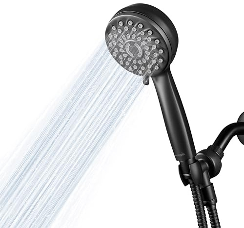 Waterpik Pommeau de douche à main haute pression avec tuyau, massage PowerPulse 7 modes, noir mat XPB-765ME
