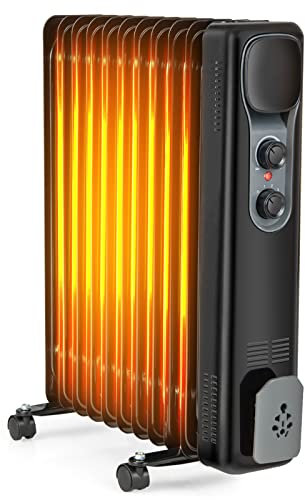 RELAX4LIFE Ölradiator 2500 Watt 3 Leistungsstufen Radiator Elektrisch Energiesparend Elektroheizung mit Thermostat Elektrisches Heizgerät Leise Elektro Heizkörper mit Kipp & Überhitzungsschutz