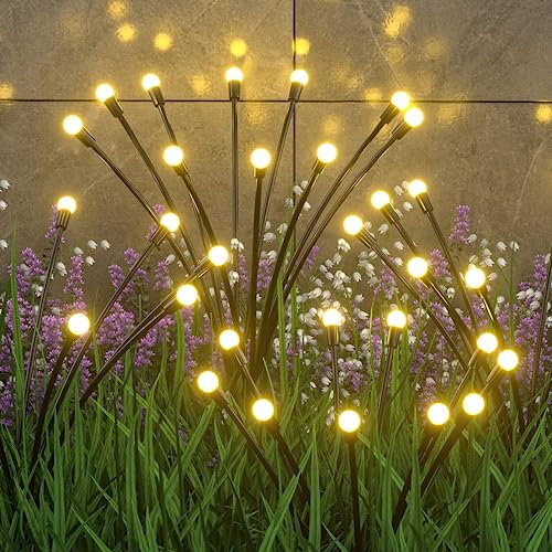 ZWOOS 4er-Pack Solarlampen für Außenbereich und Garten - 10 LED Glühwürmchen Solarleuchten für Balkon und Garten, IP65 Wasserdicht, warmweißes Licht
