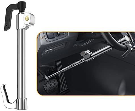 YOLOCKEY Bloqueo universal para volante, bloqueo de freno para vehículo, dispositivo antirrobo, abrazadera de longitud ajustable, doble gancho, bloqueo de pedal de embrague de seguridad con 3 llaves