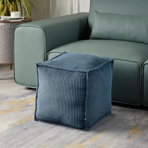 Louis Donné Ungefüllter Sitzpuff, Ottomane, quadratisch, stilvolle Aufbewahrung, leere Fußstütze, Pouf-Bezug zum Organisieren und Entwirren zusätzlicher Kleidung, Decken und Kinderspielzeug, Graublau