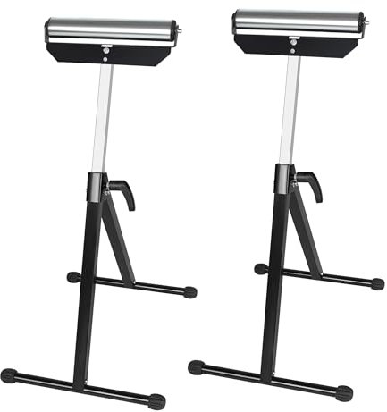 UISEBRT 2 Pezzi Cavalletti a rotelle - Rulliera Supporto 68-107cm Regolabile in altezza - Cavallett pieghevole Portata max 60kg - Rulli di appoggio con piedini antiscivolo