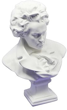 Palmetto Housewares Beethoven-Nachbildung, weiße Farbe, Beethoven-Statue, Nachbildung aus Hartplastikharz, 15 cm hoch, künstlerische Statue, Musiker-Nachbildung, Beethoven
