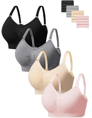 HBselect 4er Pack Gepolsterte BHS ohne Bügel Damen Rückenfrei Nahtlose Bralettes Bügelloser T-Shirt BHS Sports Bra Yoga Bustier für Frauen Mädchen