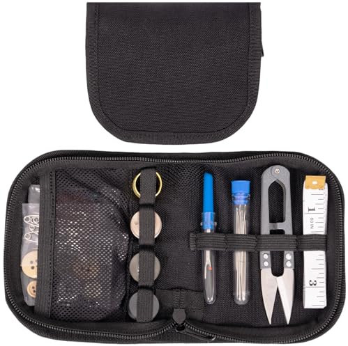 VEPKOIT Militär-Nähset Armee-Survival-Nähset mit Knöpfen für Männer oder Frauen kleine Reparatur-Nähwerkzeuge mit Reißverschluss in strapazierfähiger Nylonhülle für Erwachsene Basic für Zuhause oder