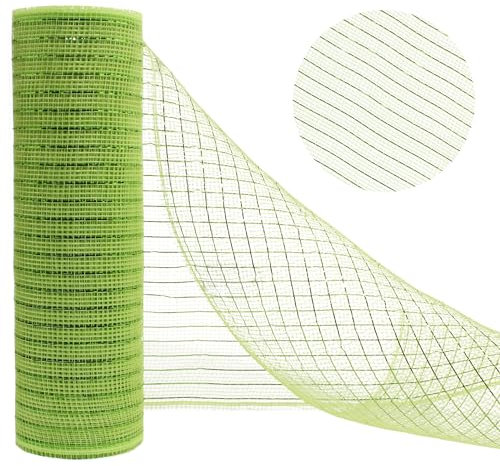 DIMUGE Deko-Mesh 25,4 cm x 9,2 m, grünes Metallfolien-Netzgewebe, Oster-Deko-Mesh-Band, Netzband für Dekorationskränze, Zuhause, Handwerk und Geschenkverpackung, 1 Packung