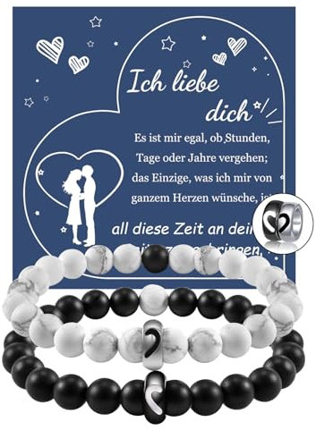 CheersLife Valentinstag Geschenke Für Ihn Partnerarmbänder Partner Paare Geschenk Armbänder Pärchen Armband Ich Liebe Dich Paar Armbänder Freundschaftsarmband Männer Geschenke Ehemann Geburtstag 2PCS