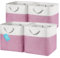OrganiHaus 30x30 Cube Storage Bins Set of 4, Fabric Cube Baskets for Storage Shelves, Foldable Storage Cubes for Kallax Organizer Cube Bins w Rope Handles, Cubby Bins for Nursery Decor -Pink/White