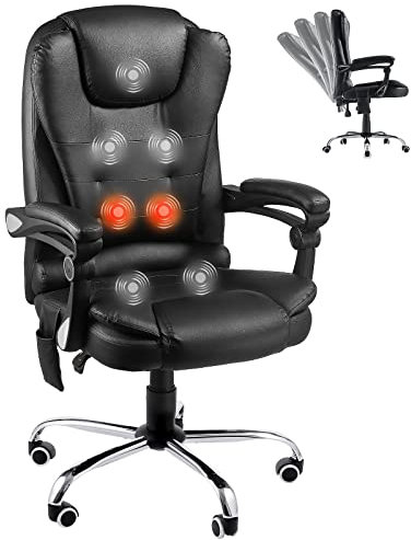 YODOLLA Office Chair Heated Massage, High Back Executive Desk Chairs with 7-Point Vibration, Adjustable Swivel & Lumbar Support, Black