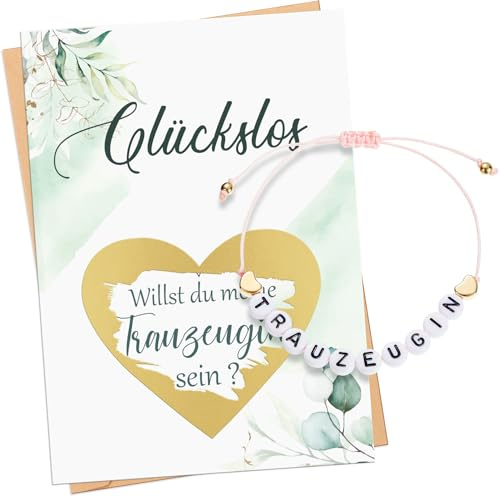 Tenare Patentante Trauzeugin Armband | Elastisches Armband, Rubbelkarte und Umschlag, Geschenk Set, Zum Fragen der Patentante, Trauzeugin oder Brautjungfer