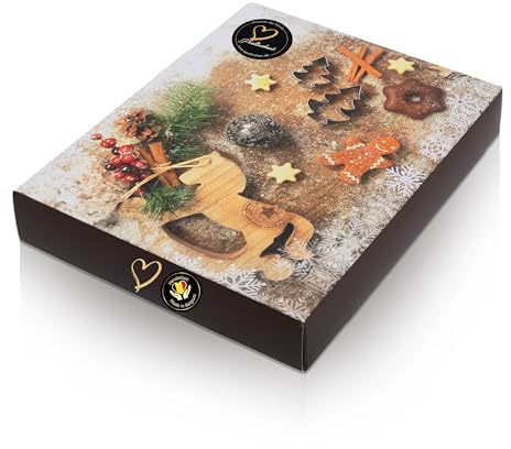 ePralinchen handverarbeitete belgische Luxus-Pralinen | Schaukelpferd | kompakte Box mit weihnachtlichen Pralinen aus weißer, Vollmilch, dunkler Schokolade | ohne Alkohol | made in Belgium
